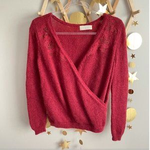 Sezane timothee lace jumper in raspberry